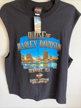 NWT Harley-Davidson Black Muscle Tee 110th Anniversary Size L